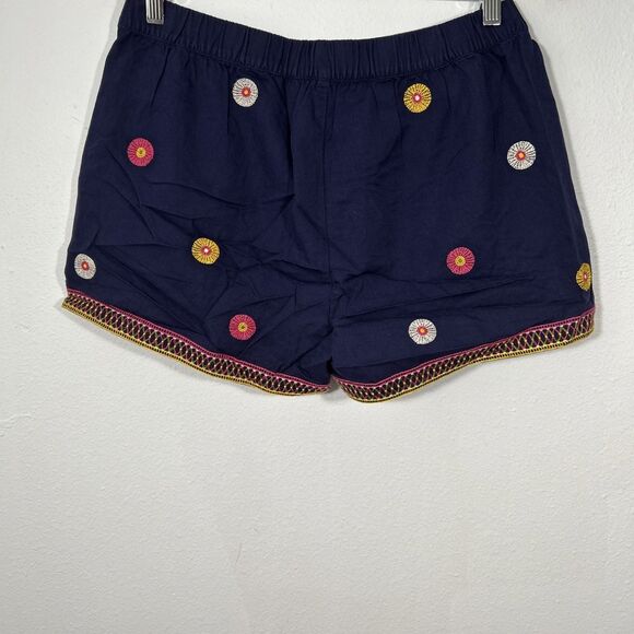 Madewell Shorts Womens Medium Blue Embroidered Elastic Waist Spring Summer - Picture 2 of 7